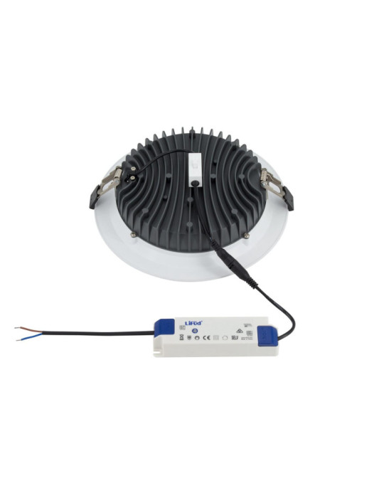 Downlight LED 30W Rond SAMSUNG Aero CCT 130 lm/W Microprismatique LIFUD Coupe Ø 200 mm