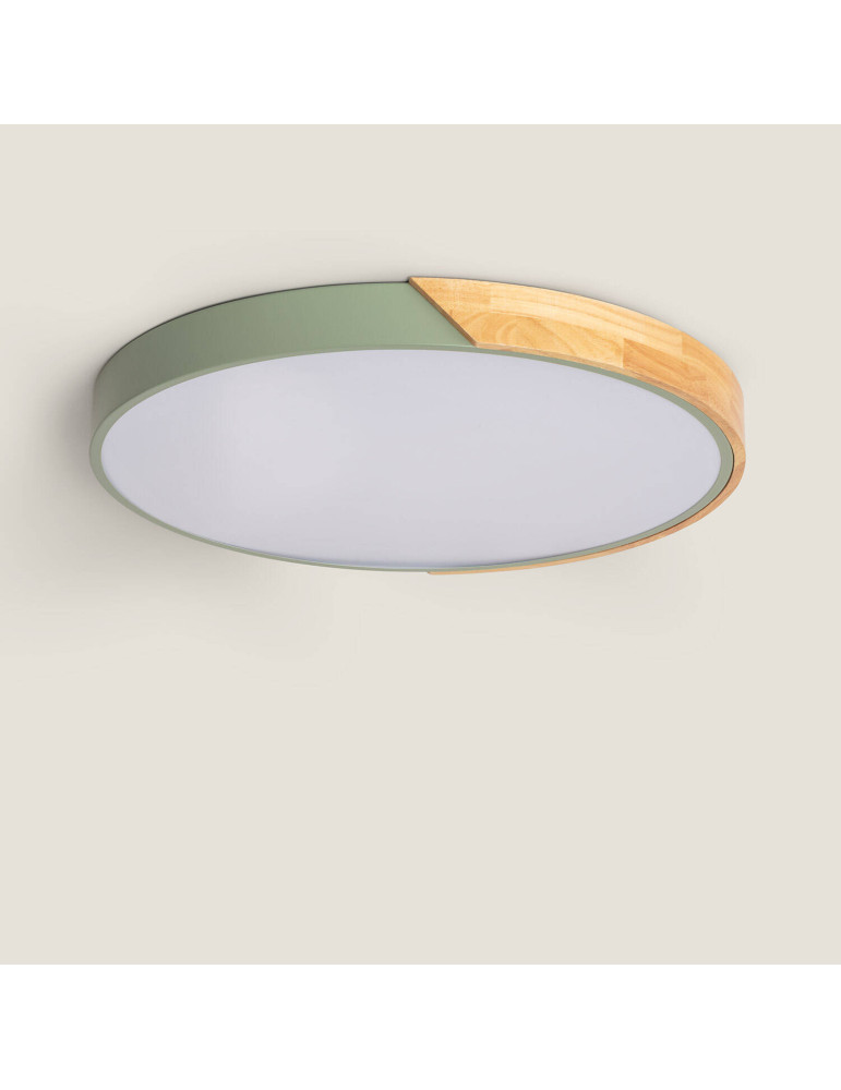 Plafonnier LED Rond Bois 36W CCT Sélectionnable Semi-Dari Ø500 mm