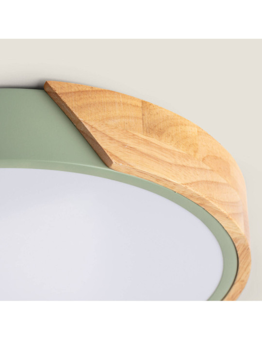 Plafonnier LED Rond Bois 36W CCT Sélectionnable Semi-Dari Ø500 mm