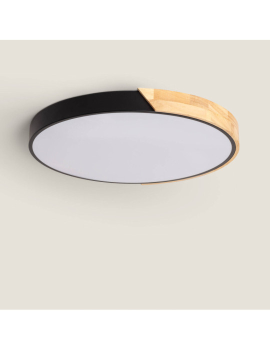 Plafonnier LED Rond Bois 36W CCT Sélectionnable Semi-Dari Ø500 mm