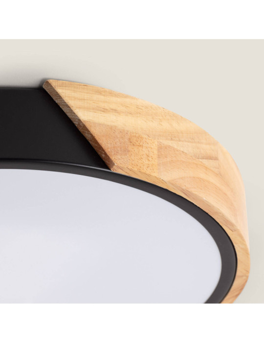 Plafonnier LED Rond Bois 36W CCT Sélectionnable Semi-Dari Ø500 mm