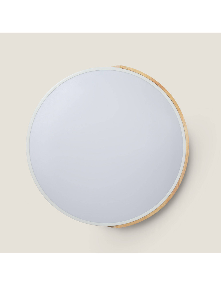 Plafonnier LED Rond Bois 36W CCT Sélectionnable Semi-Dari Ø500 mm
