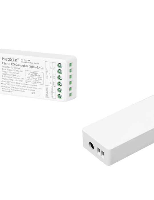 Contrôleur Variateur Wifi LED Monochrome/CCT 12/24V DC MiBoxer FUT035W+ Compatible avec Bouton Poussoir
