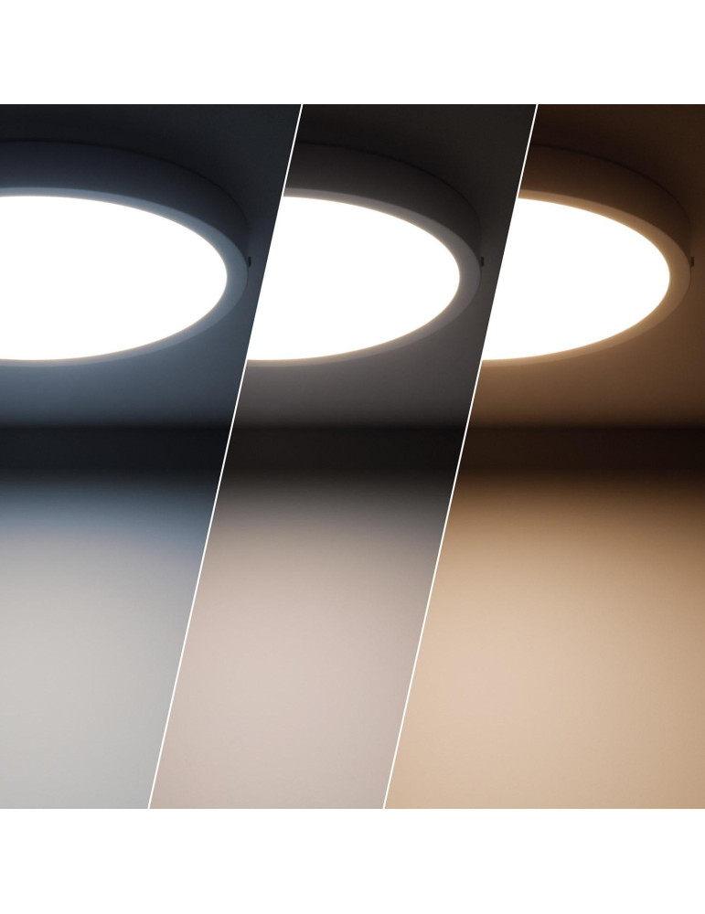 Plafonnier LED Rond 24W Extra-Plat (CRI90) Microprismatique CCT Sélectionnable (UGR17) Ø280 mm