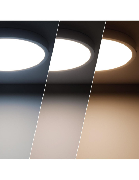 Plafonnier LED Rond 24W Extra-Plat (CRI90) Microprismatique CCT Sélectionnable (UGR17) Ø280 mm