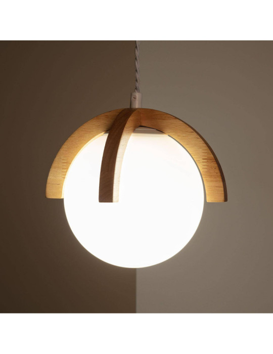Suspension Bois et Verre Platon
