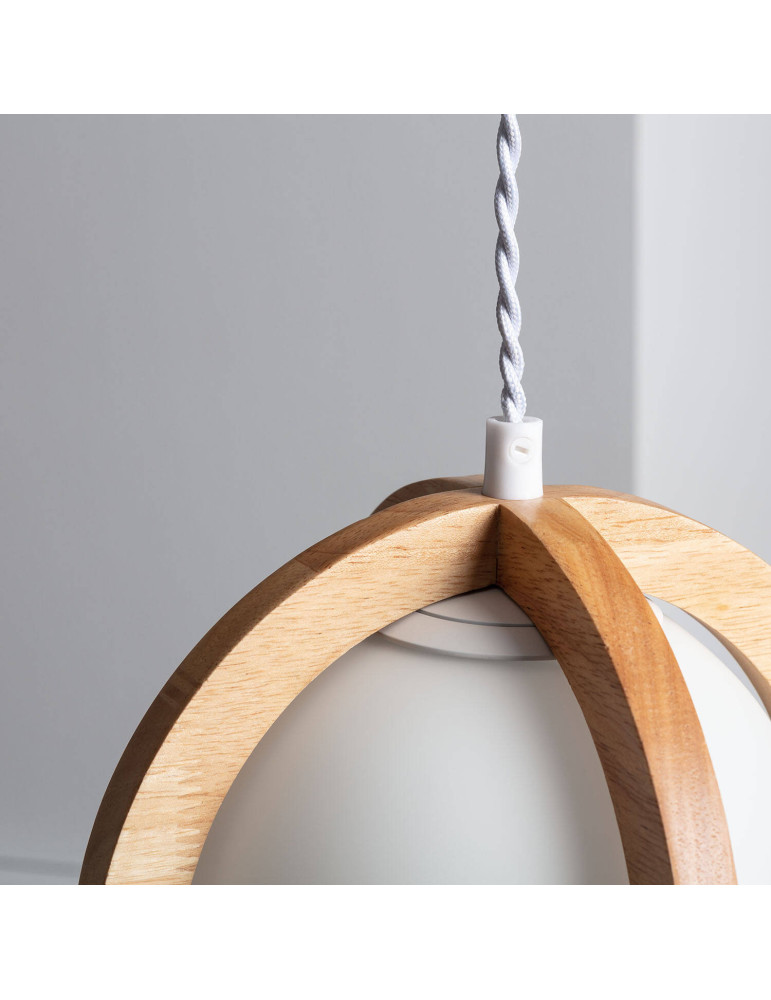 Suspension Bois et Verre Platon