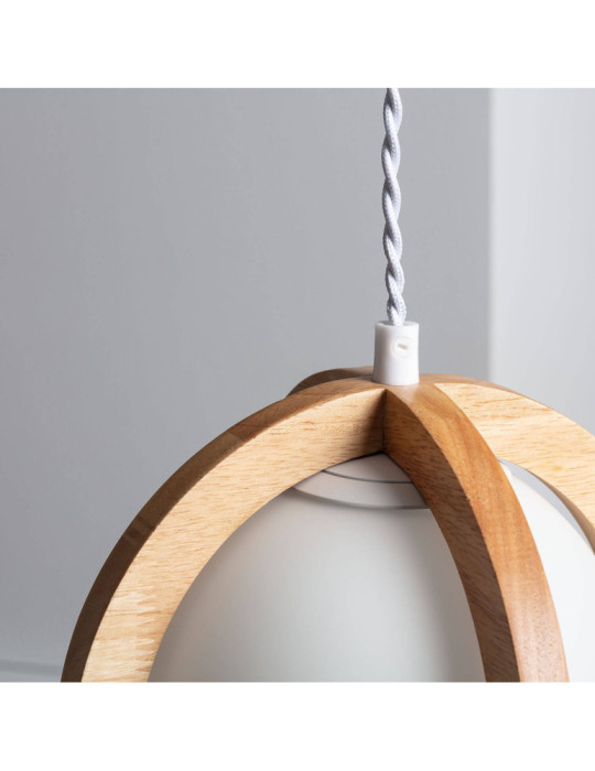 Suspension Bois et Verre Platon