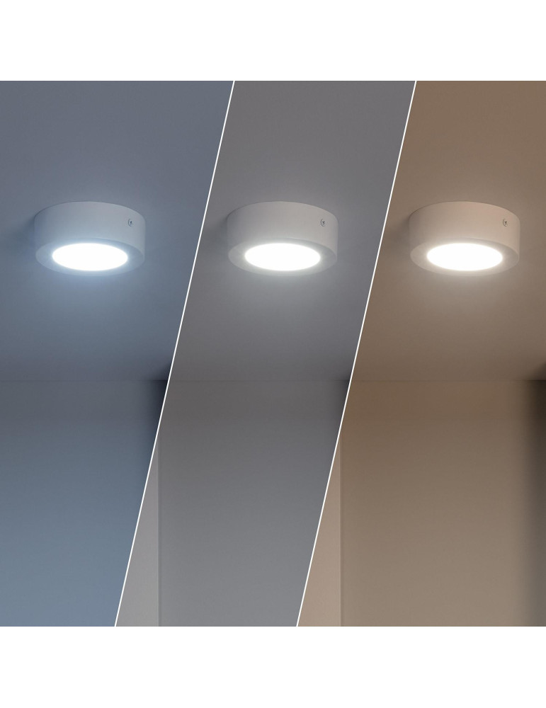 Plafonnier LED Rond 6W SwitchCCT Sélectionnable Ø 120mm Dimmable Compatible avec Télécommande RF V.2
