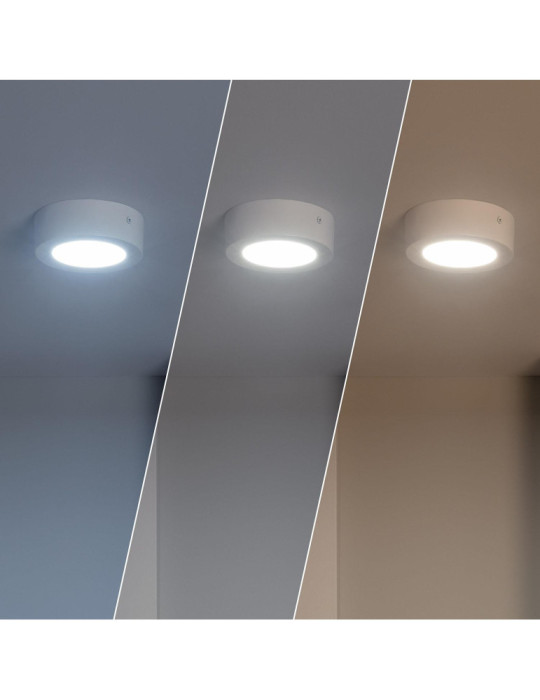 Plafonnier LED Rond 6W SwitchCCT Sélectionnable Ø 120mm Dimmable Compatible avec Télécommande RF V.2