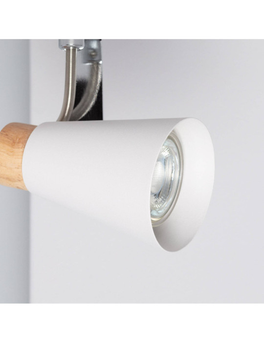 Plafonnier Orientable Métal et Bois Mara 2 Spots