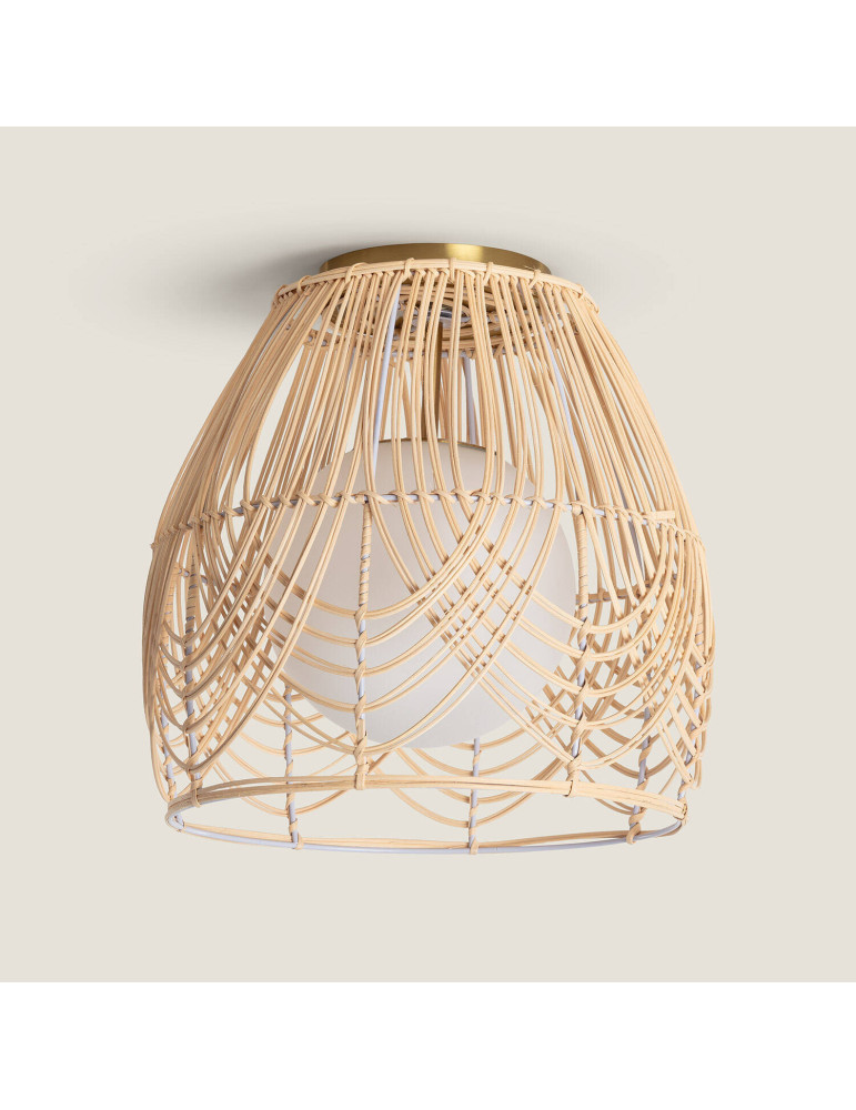 Plafonnier Rotin et Verre Bagrat