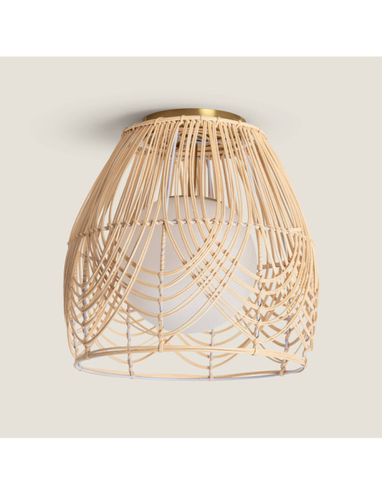 Plafonnier Rotin et Verre Bagrat