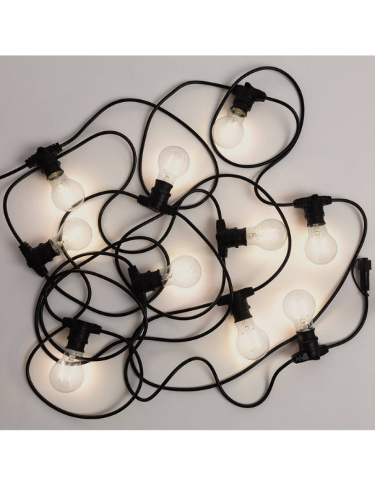 Kit Guirlande Lumineuse Extérieure IP44 10m Noire + 10 Ampoules Filament LED B22 2W A60