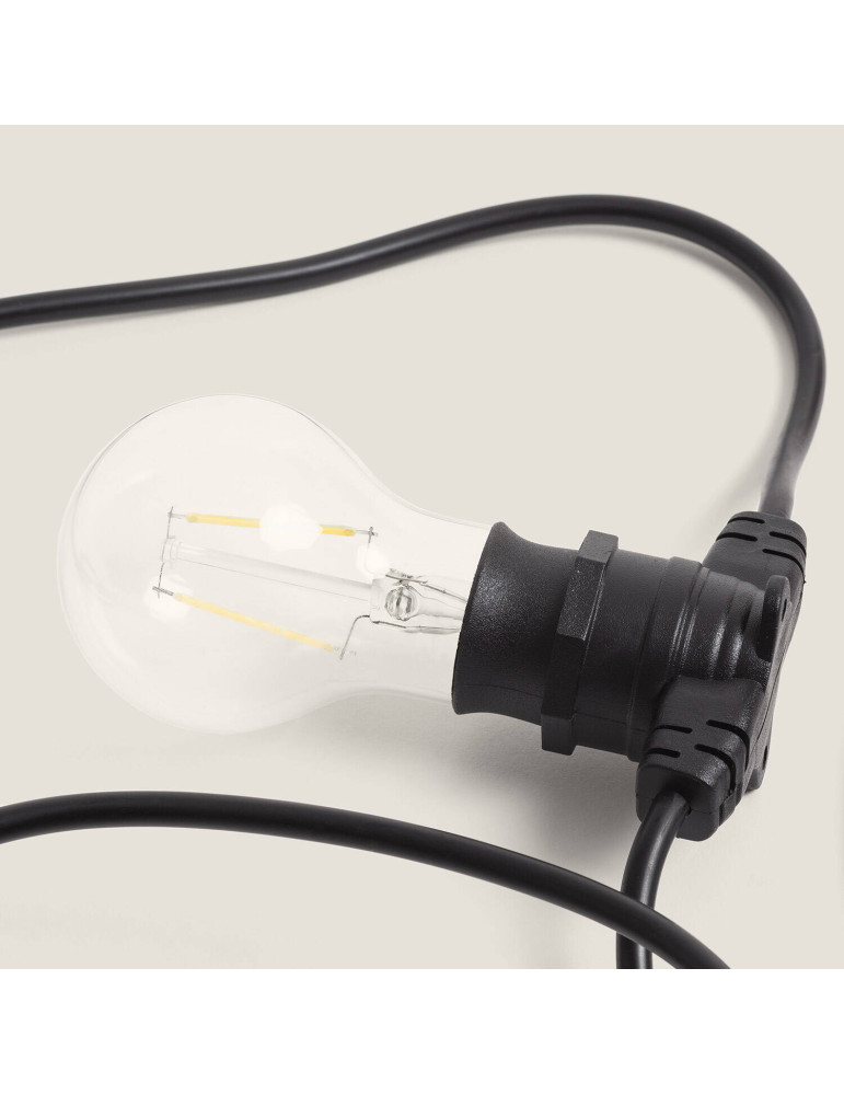 Kit Guirlande Lumineuse Extérieure IP44 10m Noire + 10 Ampoules Filament LED B22 2W A60