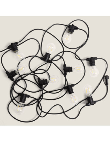 Kit Guirlande Lumineuse Extérieure IP44 10m Noire + 10 Ampoules Filament LED B22 2W A60