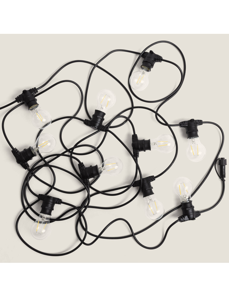 Kit Guirlande Lumineuse Extérieure IP44 10m Noire + 10 Ampoules Filament LED B22 2W A60 Kit Guirlande Lumineuse Extérieure IP44 10m Noire + 10 Ampoules Filament LED B22 2W A60