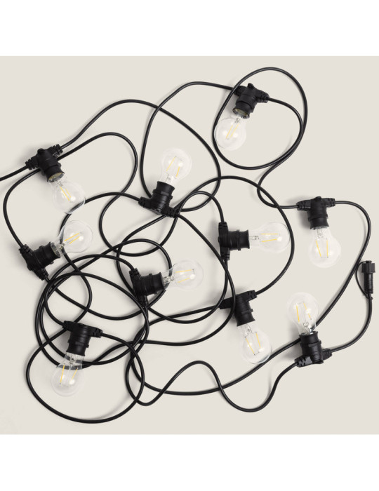 Kit Guirlande Lumineuse Extérieure IP44 10m Noire + 10 Ampoules Filament LED B22 2W A60 Kit Guirlande Lumineuse Extérieure IP44 10m Noire + 10 Ampoules Filament LED B22 2W A60