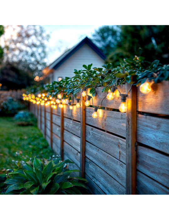 Kit Guirlande Lumineuse Extérieure IP44 10m Noire + 10 Ampoules Filament LED B22 2W A60