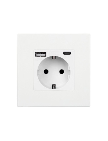 Prise avec port USB Schuko Type F avec Cadre PC Modern