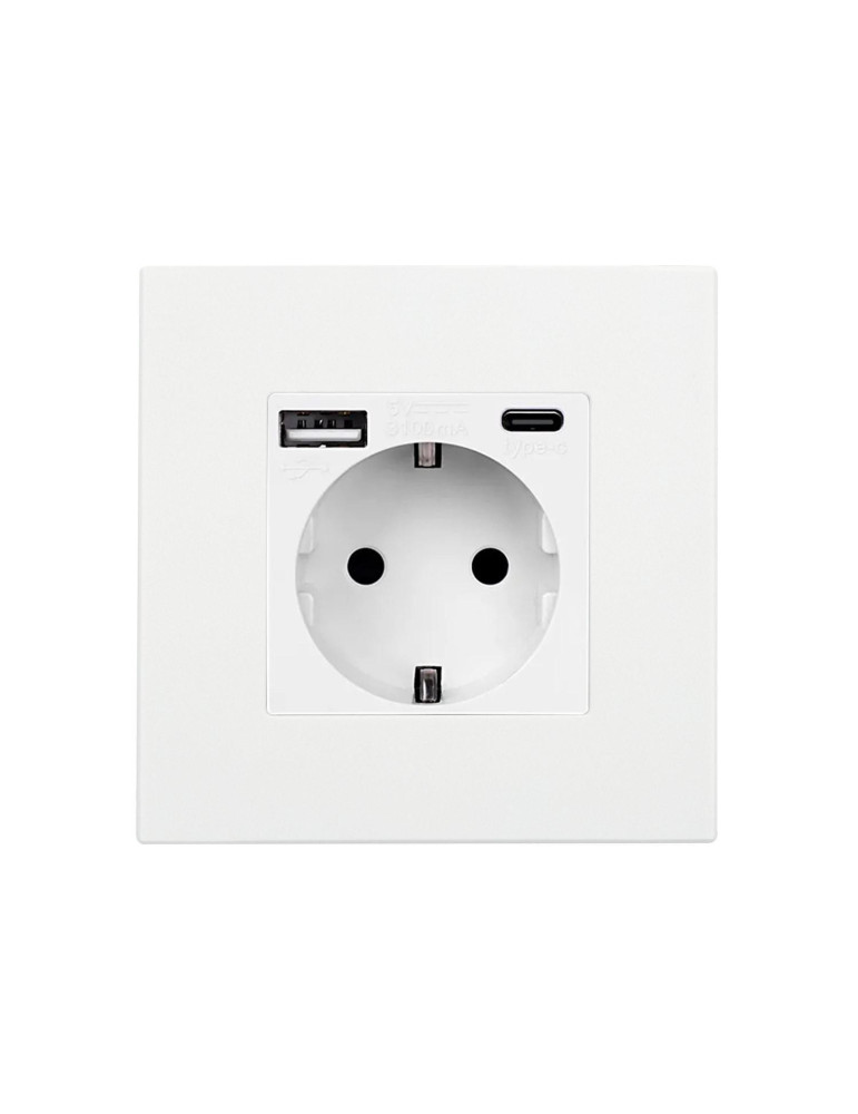 Prise avec port USB Schuko Type F avec Cadre PC Modern Prise avec port USB Schuko Type F avec Cadre PC Modern