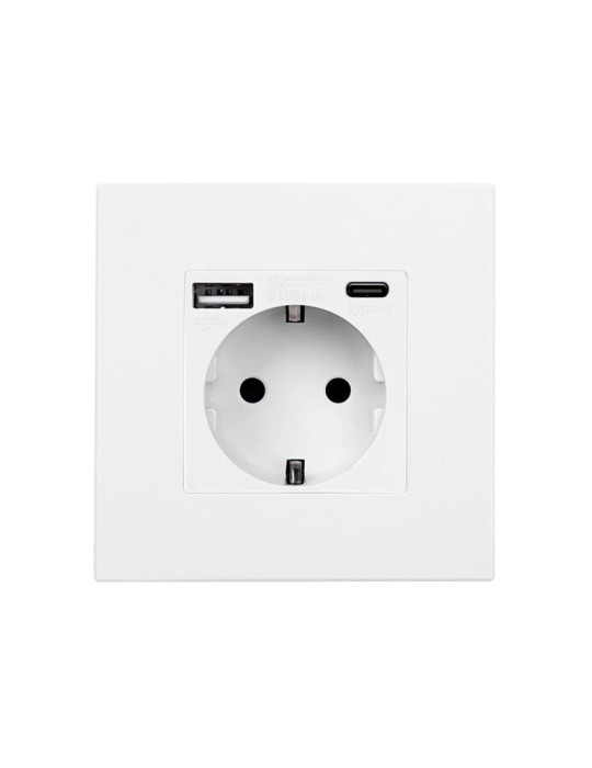 Prise avec port USB Schuko Type F avec Cadre PC Modern Prise avec port USB Schuko Type F avec Cadre PC Modern