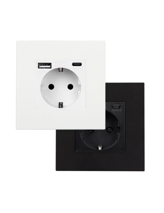Prise avec port USB Schuko Type F avec Cadre PC Modern
