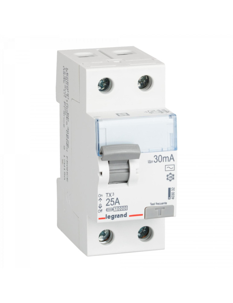 Interrupteur Différentiel TX³ Industriel 2P-30mA 10kA Class AC 25-40A LEGRAND 403032