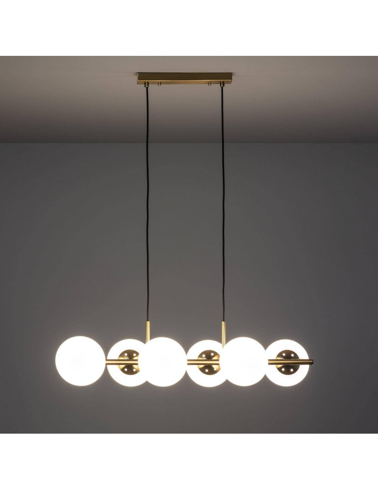Suspension Métal et Verre Moonlight Brass 6 Spots