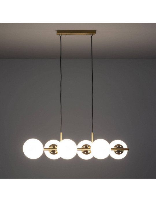 Suspension Métal et Verre Moonlight Brass 6 Spots