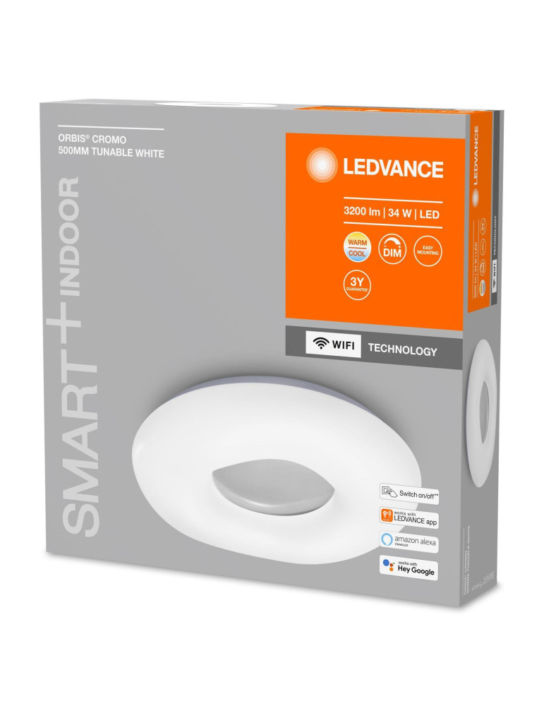 Plafonnier LED Rond Ø500 mm 34W CCT Smart+ WiFi ORBIS Cromo LEDVANCE 4058075486485