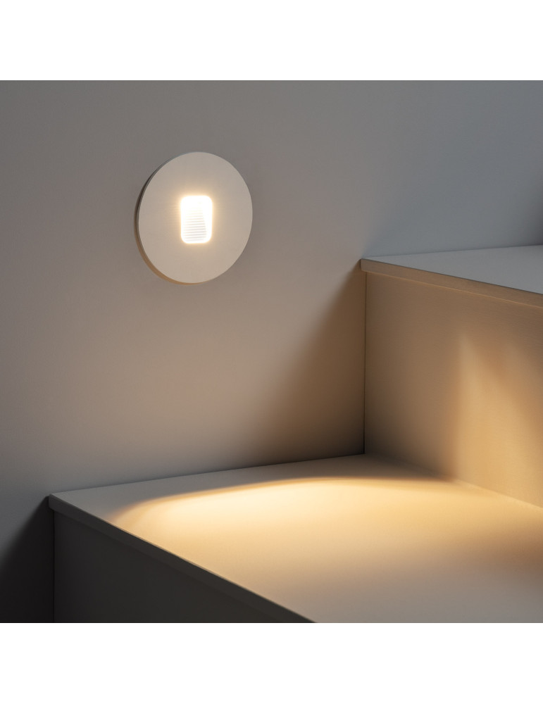 Baliza LED 2W Circular de Aluminio Blanco IP65 Grasset