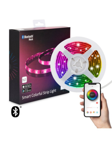 Ruban LED Multicolore Contrôle Bluetooth par Smartphone 30 LED/m 2m avec Bloc d'Alimentation