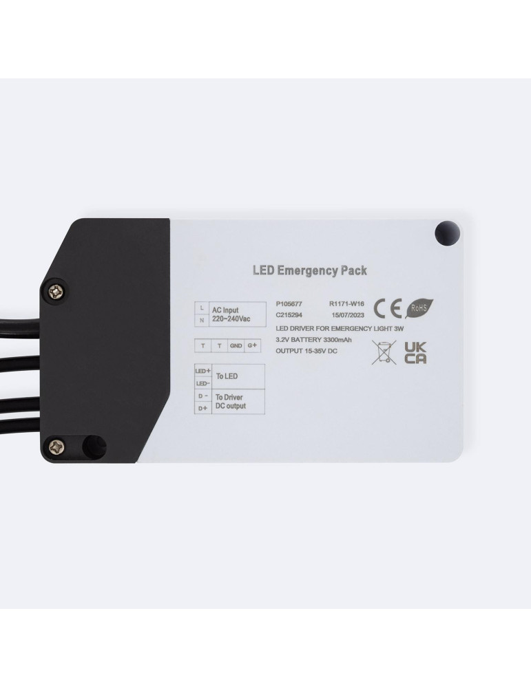 Driver avec Batterie pour Éclairage de Secours LED 15-50V DC 3W