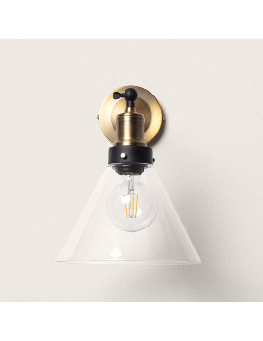 Lampe Murale Verre et Laiton Antique Factory