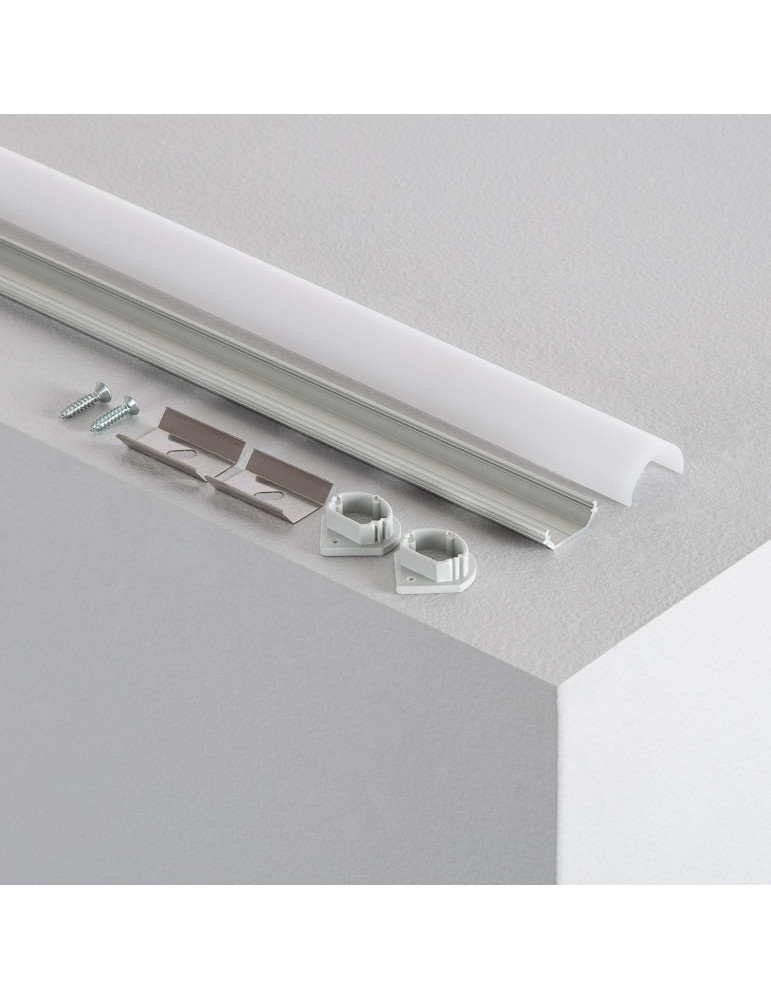 Profilé Aluminium Angle 1m avec Capot Rond pour Rubans LED  jusqu'à 10mm