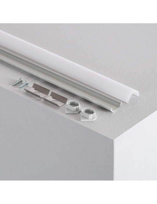 Profilé Aluminium Angle 1m avec Capot Rond pour Rubans LED  jusqu'à 10mm