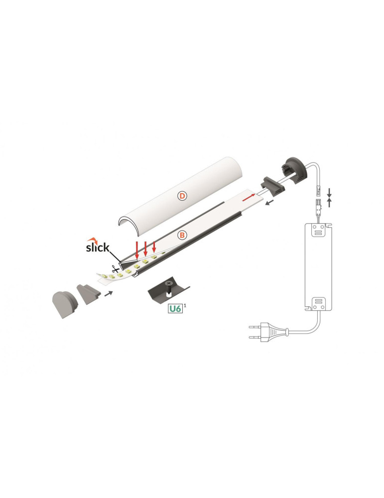 Profilé Aluminium Angle 1m avec Capot Rond pour Rubans LED  jusqu'à 10mm