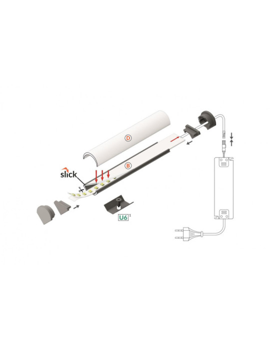 Profilé Aluminium Angle 1m avec Capot Rond pour Rubans LED  jusqu'à 10mm