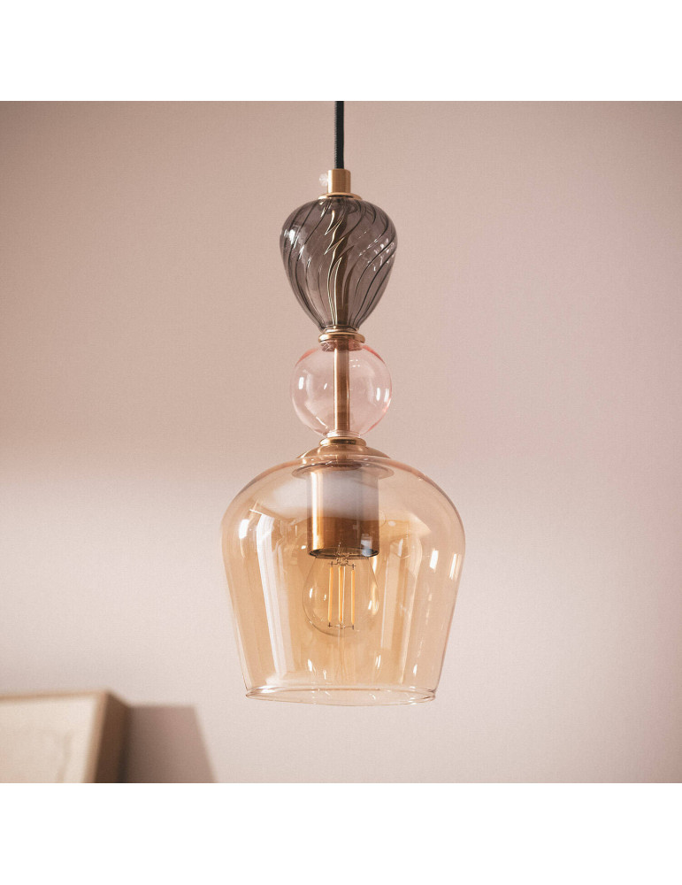 Suspension Métal et Verre Cailin