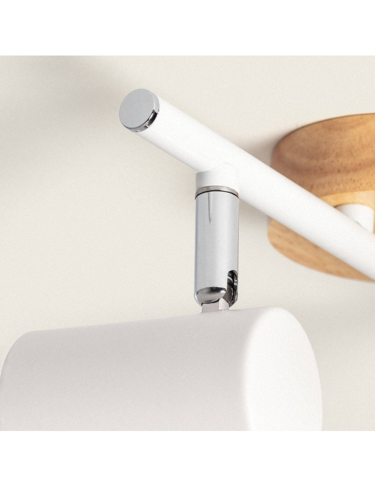 Plafonnier Orientable Bois et métal 2 Spots Albus