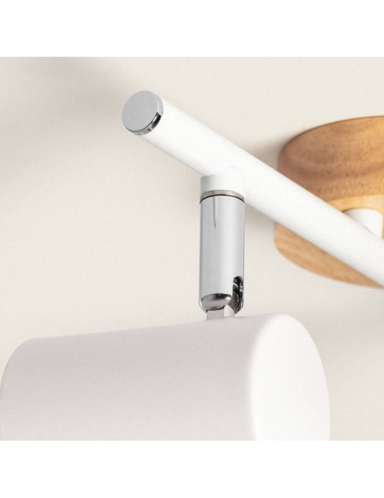 Plafonnier Orientable Bois et métal 2 Spots Albus