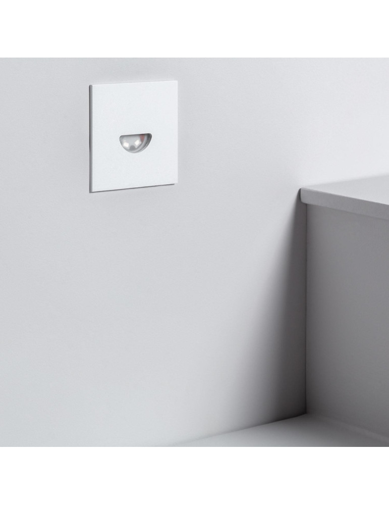 Balise LED Extérieure 2W Encastrable au Mur Carrée Guell Blanche