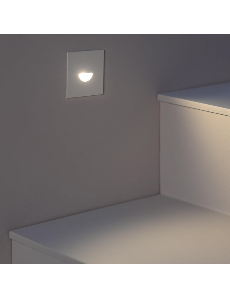 Balise LED Extérieure 2W Encastrable au Mur Carrée Guell Blanche