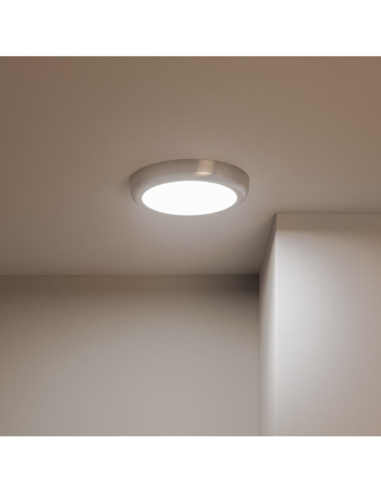 Plafonnier LED Rond Métal Design Silver 18W Ø225mm