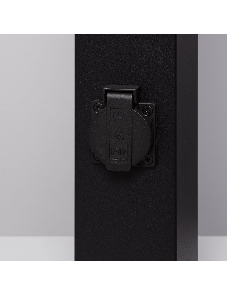 Balise Extérieure en Saillie sur Pied 74cm Augusta Noire avec Prise Type F Schuko