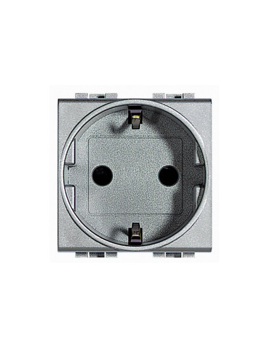 Prise 2P+T 2 Modules 16A 250V AC Branchement à Vis BTicino Living Light NT4141 Prise 2P+T 2 Modules 16A 250V AC Branchement à Vis BTicino Living Light NT4141