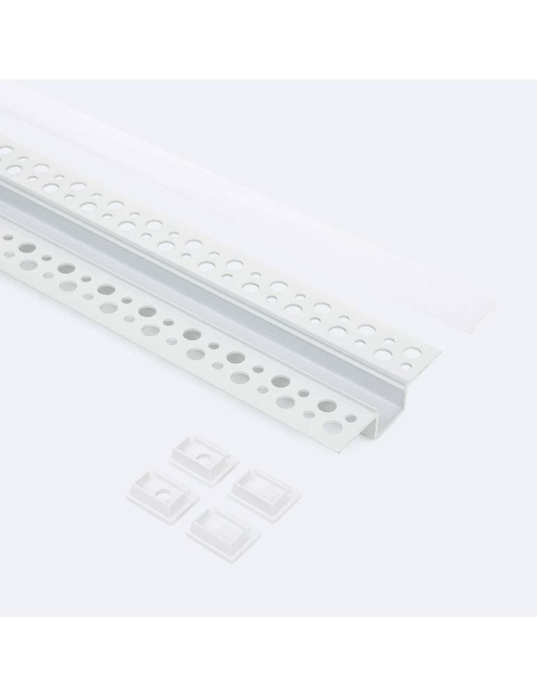 Profilé Aluminium pour Plâtre/Placo avec Capot Continu pour Ruban LED jusqu'à 15 mm