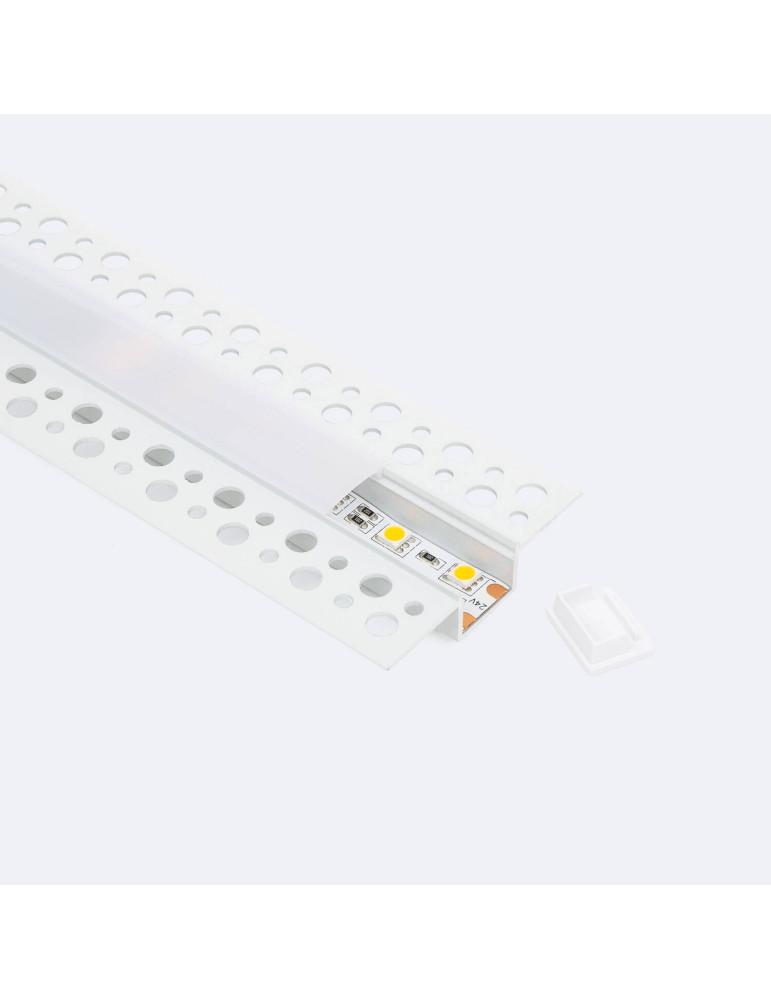 Profilé Aluminium pour Plâtre/Placo avec Capot Continu pour Ruban LED jusqu'à 15 mm