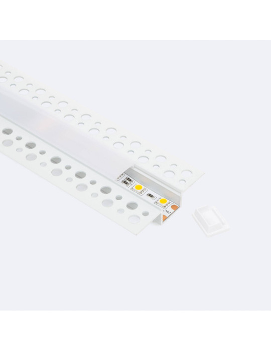 Profilé Aluminium pour Plâtre/Placo avec Capot Continu pour Ruban LED jusqu'à 15 mm
